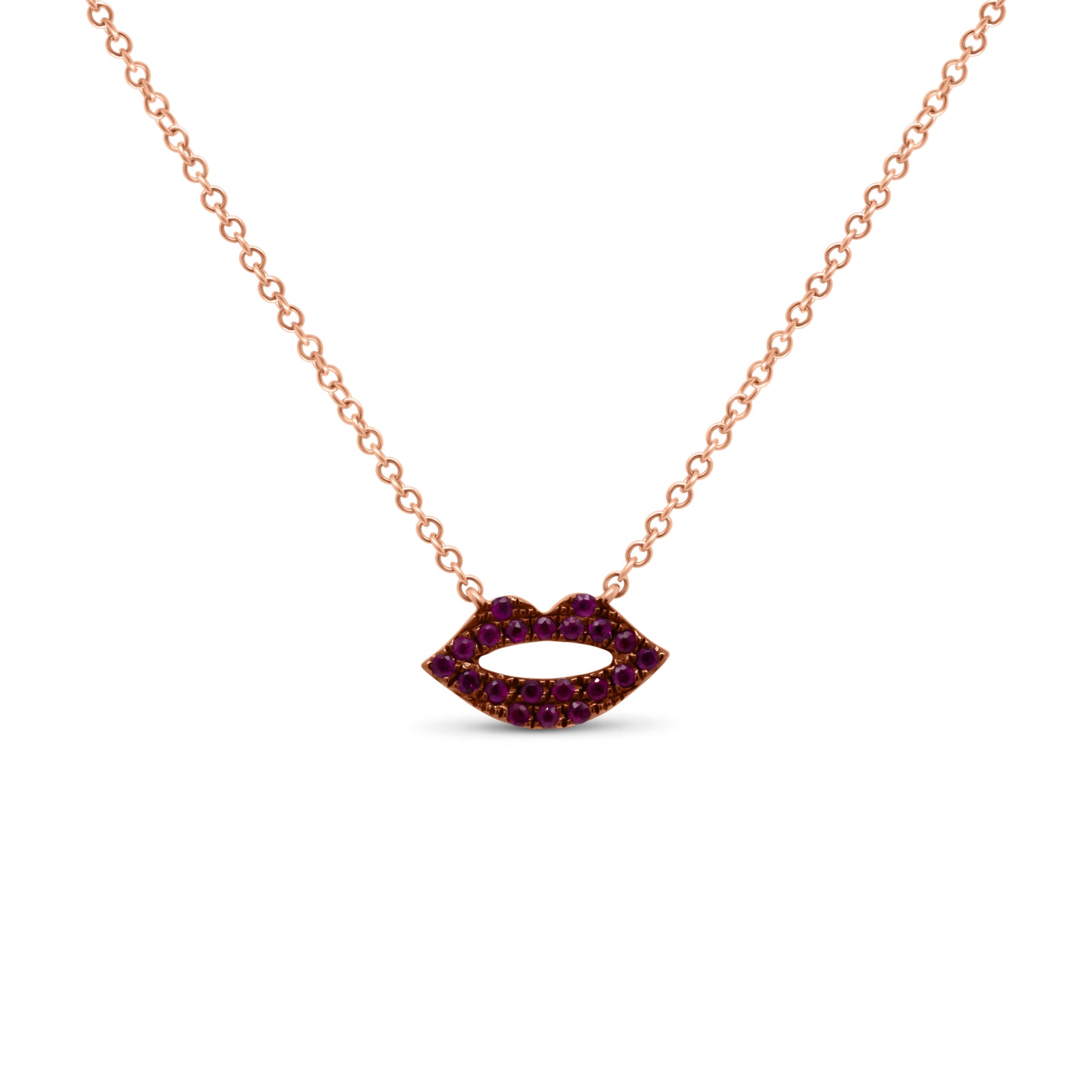Ruby Lips Pendant - 14K gold weighing 1.70 grams  - 0.13 ct rubies