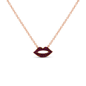 Ruby Lips Pendant - 14K gold weighing 1.70 grams  - 0.13 ct rubies