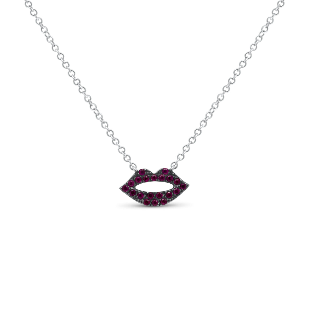 Ruby Lips Pendant - 14K gold weighing 1.70 grams - 0.13 ct rubies