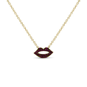 Ruby Lips Pendant - 14K gold weighing 1.70 grams - 0.13 ct rubies