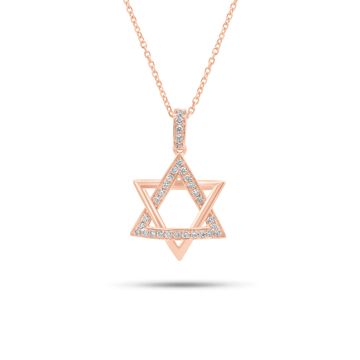 0.22 ct Diamond & Gold Star of David Pendant - 18K gold weighing 2.14 grams - 14K gold weighing 1.60 grams - 31 round diamonds weighing 0.22 carats