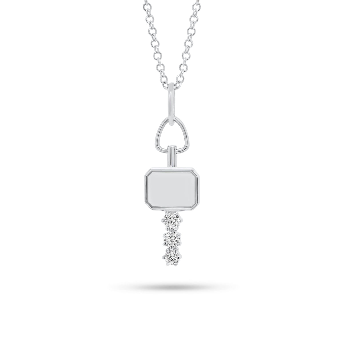 Diamond & Gold Key Pendant - 18K gold weighing 1.39 grams - 3 round diamonds weighing 0.13 carats