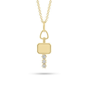 Diamond & Gold Key Pendant - 18K gold weighing 1.39 grams  - 3 round diamonds weighing 0.13 carats