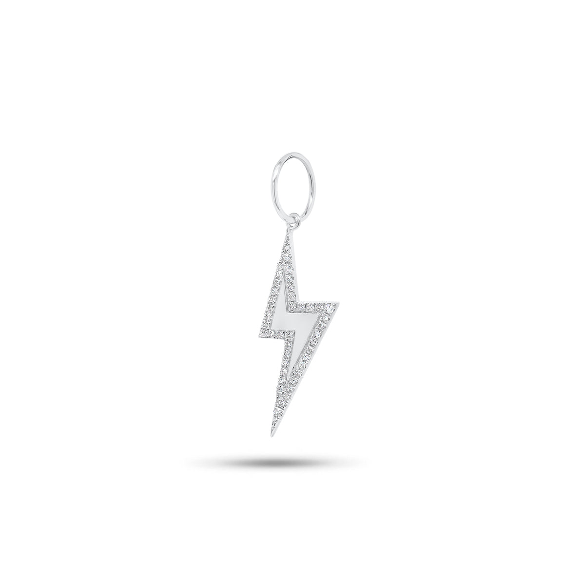 Diamond Lightning Bolt Pendant - 14K gold weighing 0.77 grams - 42 round diamonds weighing 0.09 carats