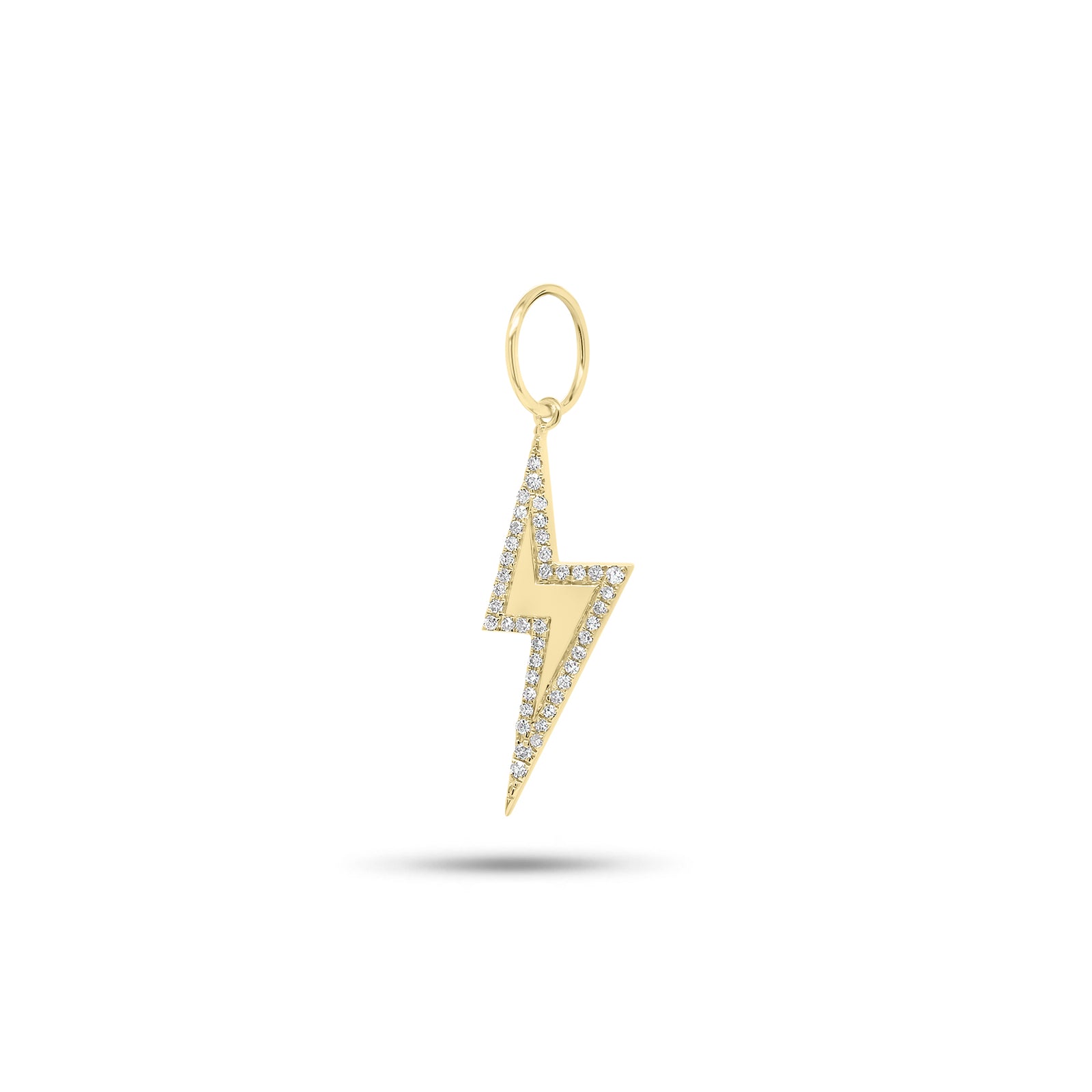 Diamond Lightning Bolt Pendant - 14K gold weighing 0.77 grams  - 42 round diamonds weighing 0.09 carats