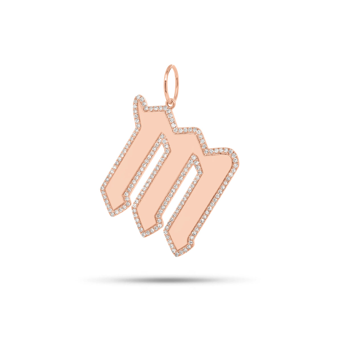 Diamond Gothic Initial Pendant - 14K gold weighing 5.91 grams - 164 round diamonds weighing 0.49 carats