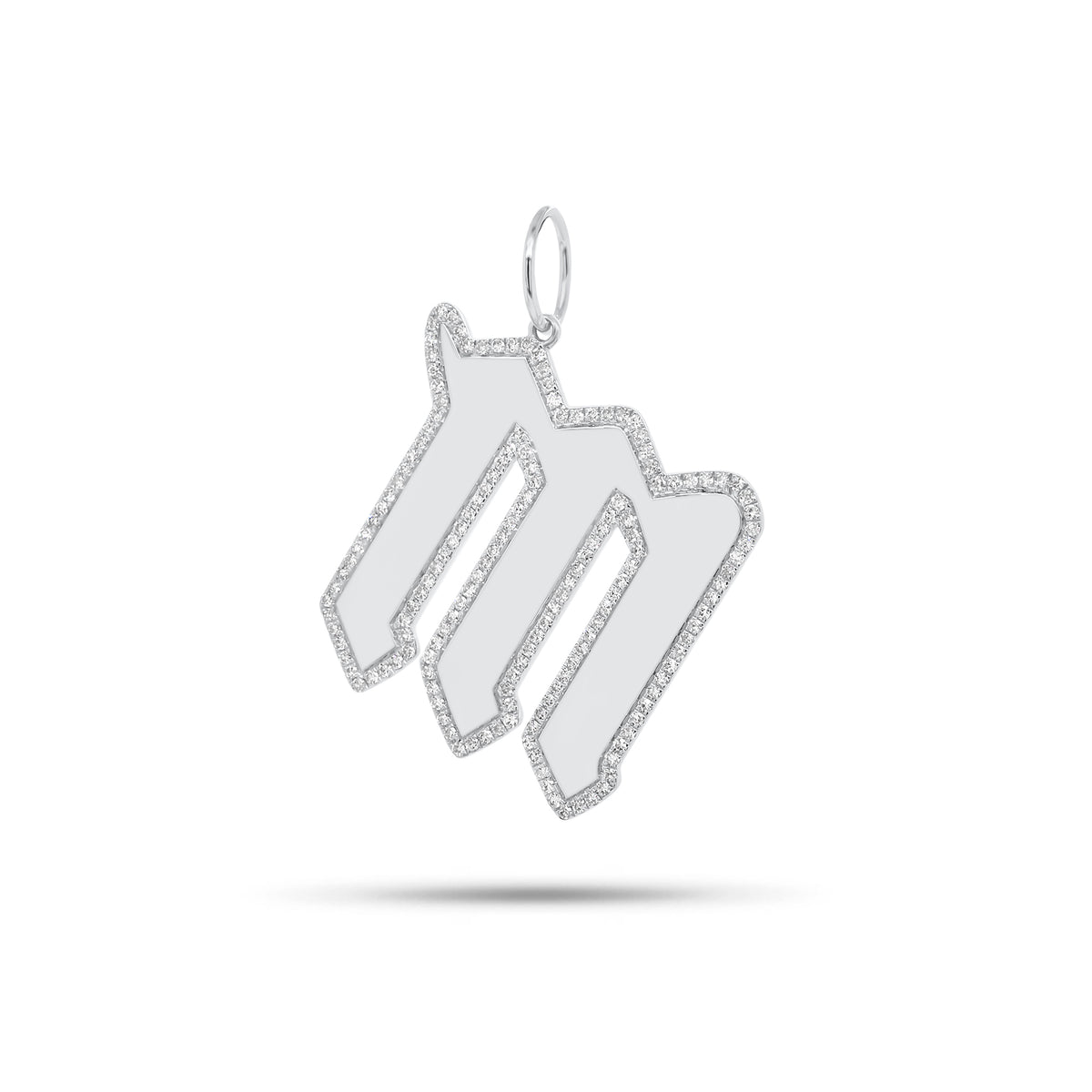 Diamond Gothic Initial Pendant - 14K gold weighing 5.91 grams - 164 round diamonds weighing 0.49 carats