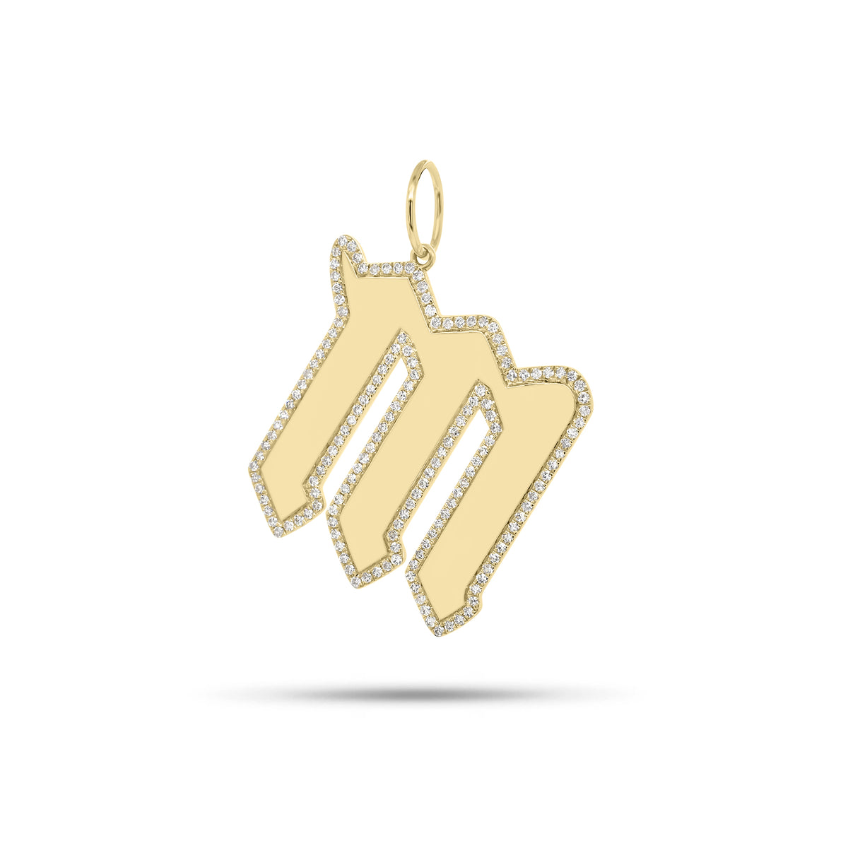 Diamond Gothic Initial Pendant - 14K gold weighing 5.91 grams  - 164 round diamonds weighing 0.49 carats