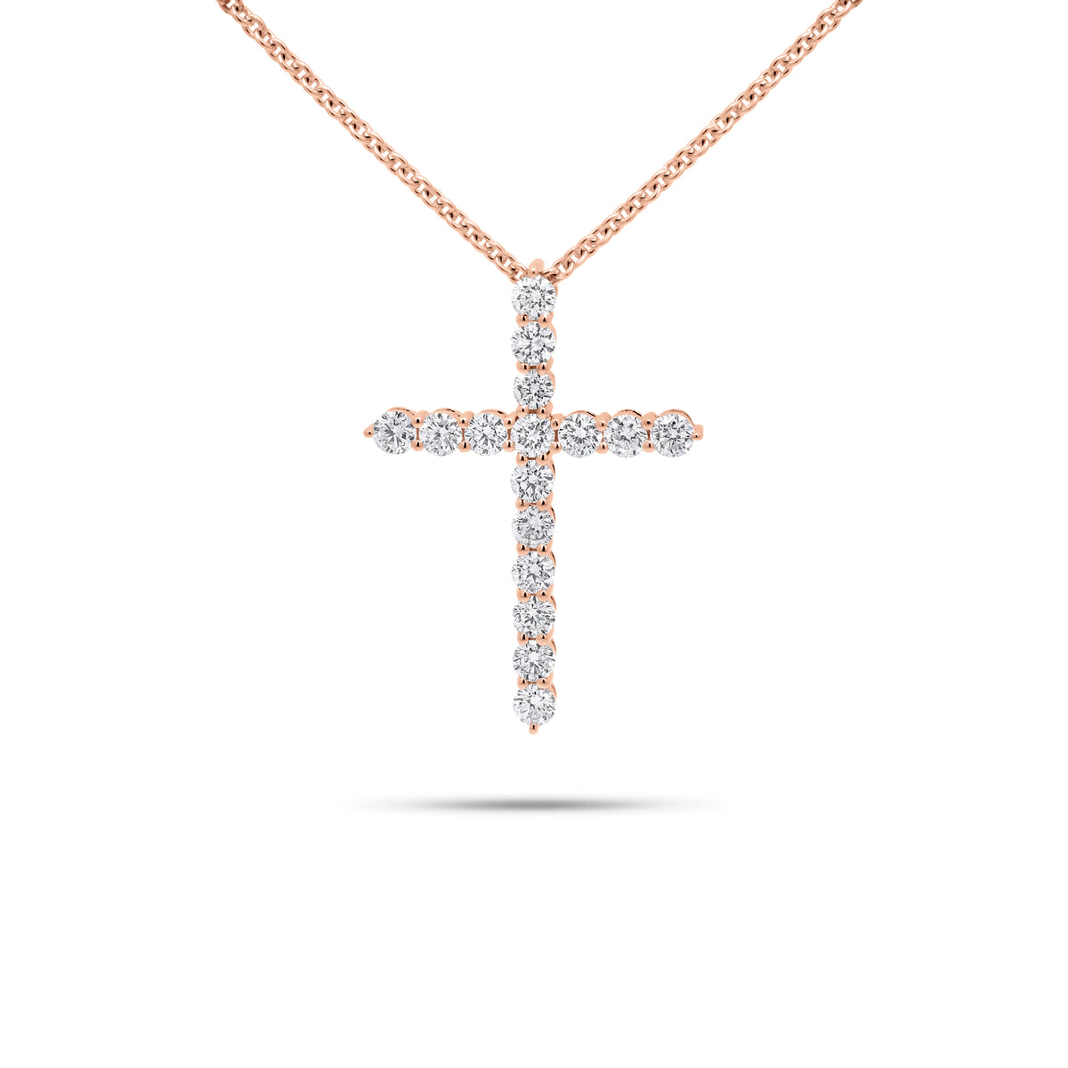 0.74 ct Diamond Cross Pendant - 14K gold weighing 2.89 grams - 16 round diamonds weighing 0.74 carats