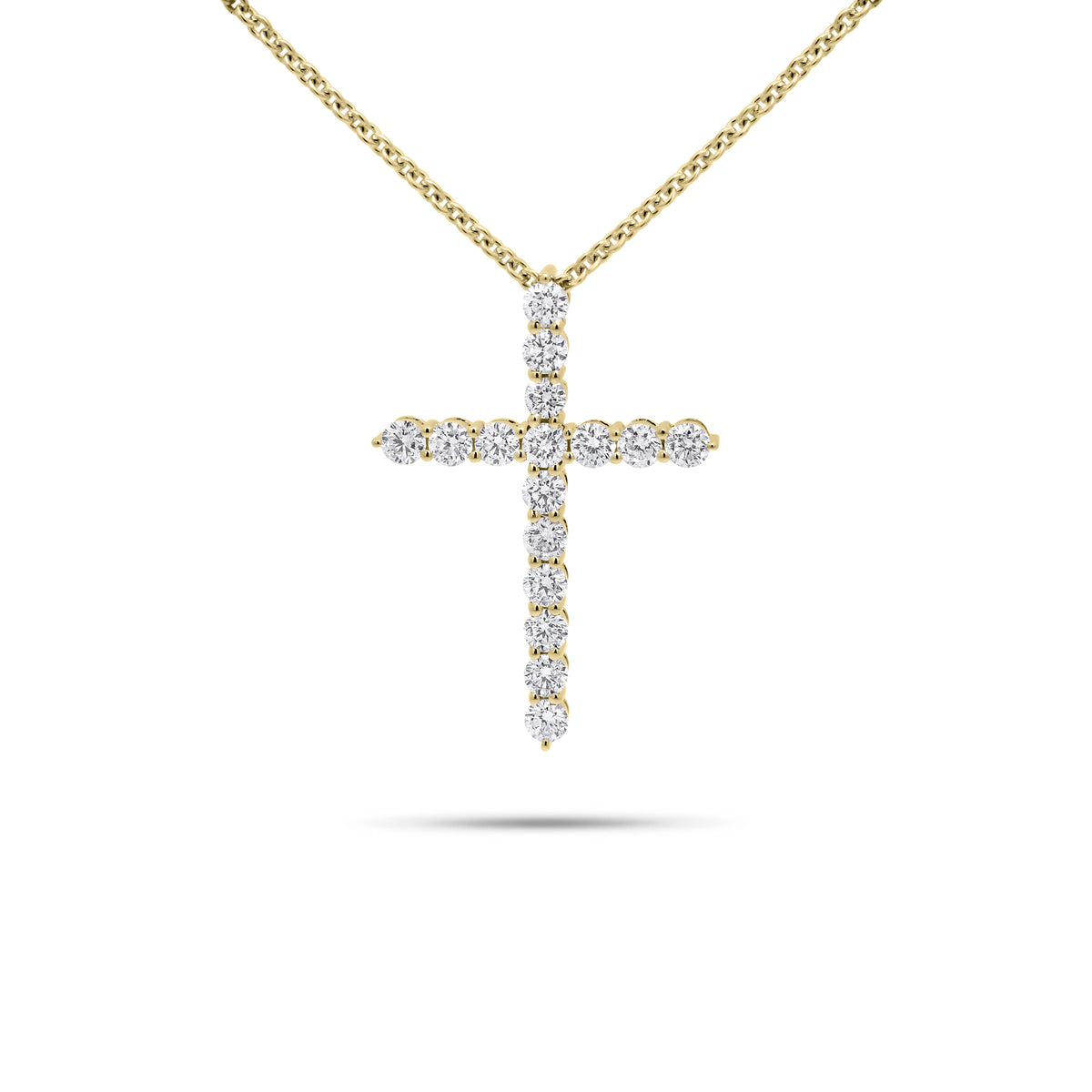 0.74 ct Diamond Cross Pendant - 14K gold weighing 2.89 grams - 16 round diamonds weighing 0.74 carats