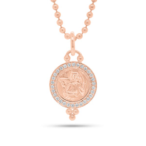 Diamond Angle Medallion Pendant - 14K gold weighing 2.78 grams - 30 round diamonds weighing 0.24 carats