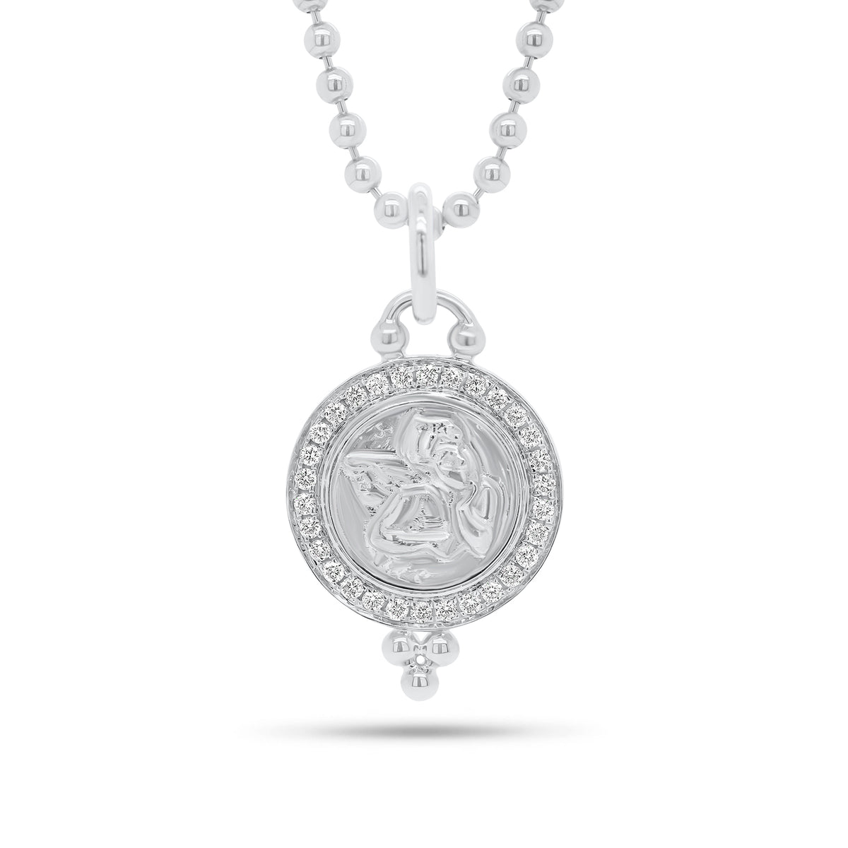 Diamond Angle Medallion Pendant - 14K gold weighing 2.78 grams - 30 round diamonds weighing 0.24 carats
