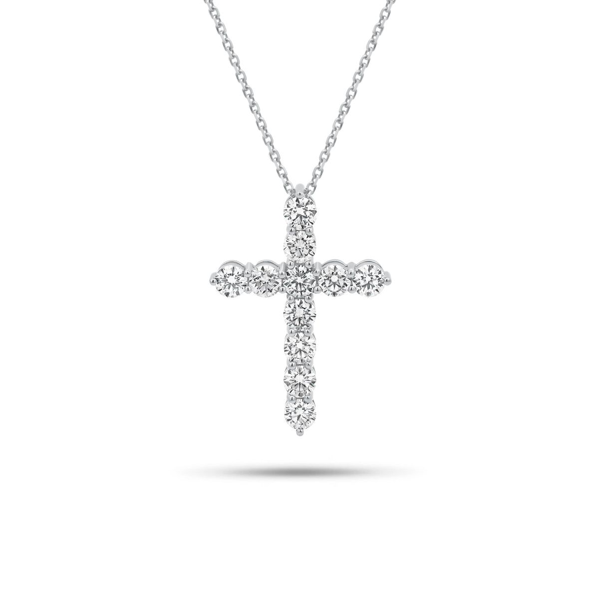 1.01 ct Diamond Cross Pendant - 14K gold weighing 3.39 grams - 11 round diamonds weighing 1.01 carats