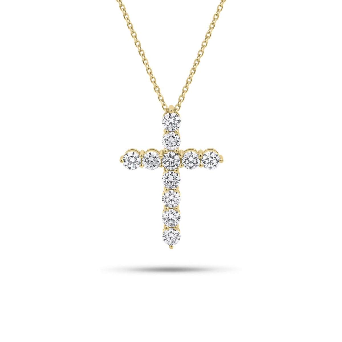 1.01 ct Diamond Cross Pendant - 14K gold weighing 3.39 grams - 11 round diamonds weighing 1.01 carats