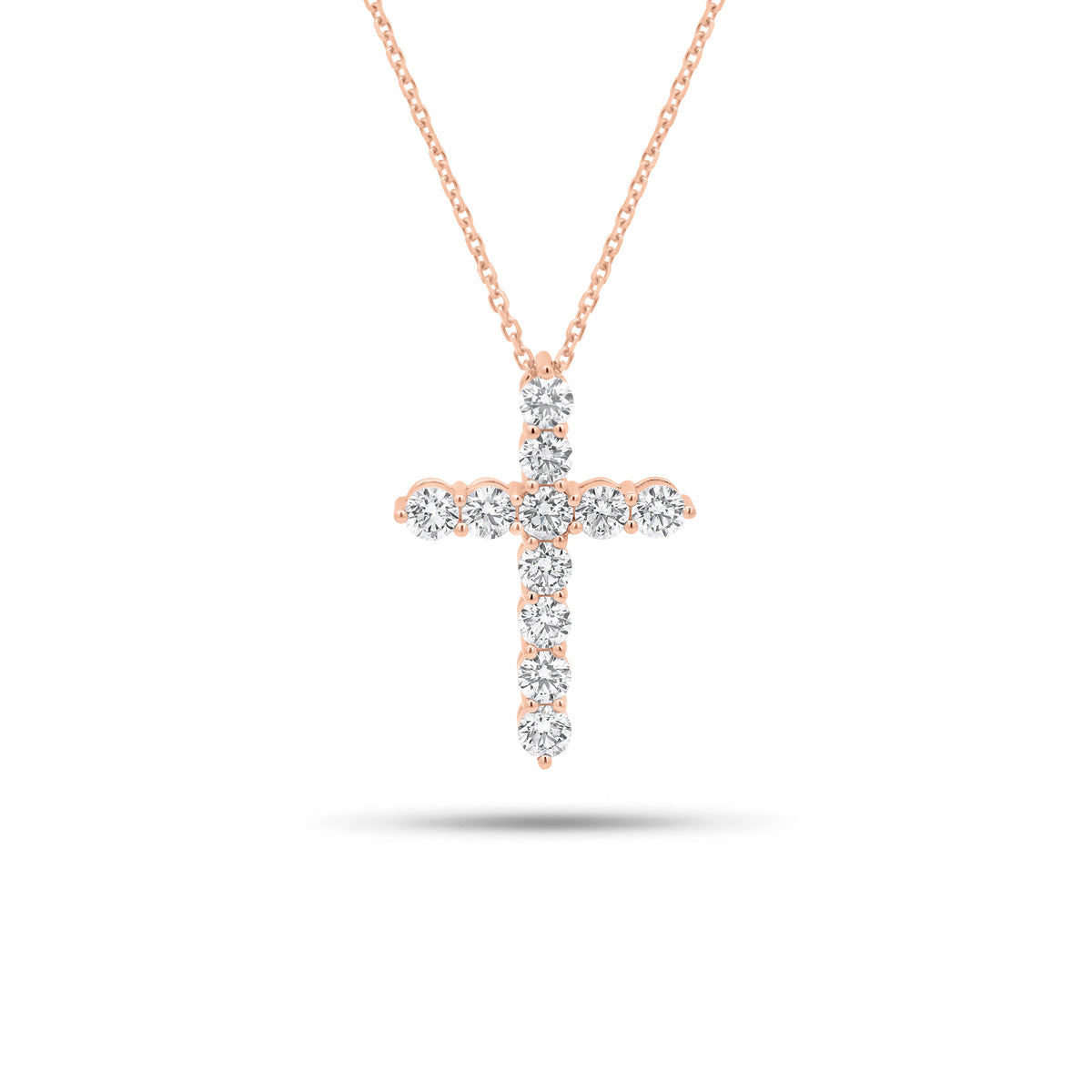 1.45 ct Diamond Cross Pendant - 14K gold weighing 4.25 grams - 11 round diamonds weighing 1.45 carats