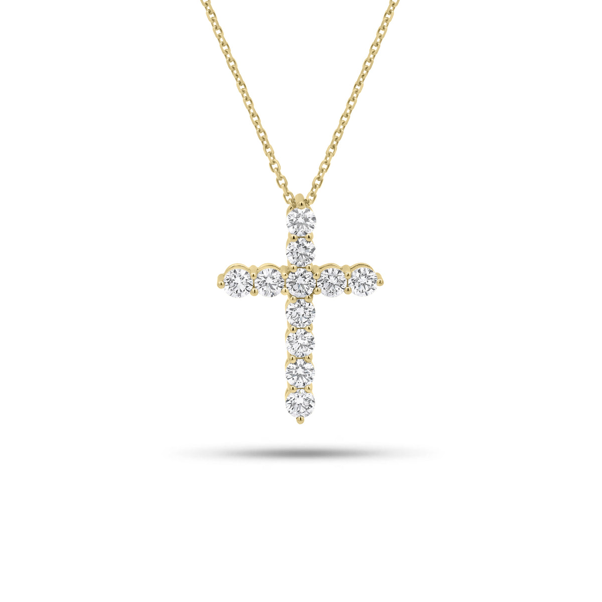 1.45 ct Diamond Cross Pendant - 14K gold weighing 4.25 grams - 11 round diamonds weighing 1.45 carats