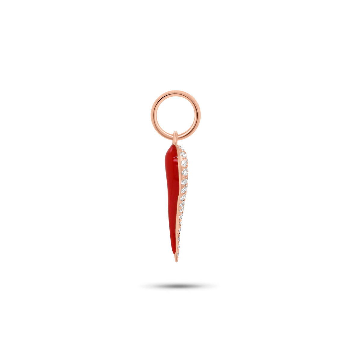 Diamond & Enamel Italian Horn Pendant - 14K gold weighing 0.41 grams - 37 round diamonds weighing 0.10 carats