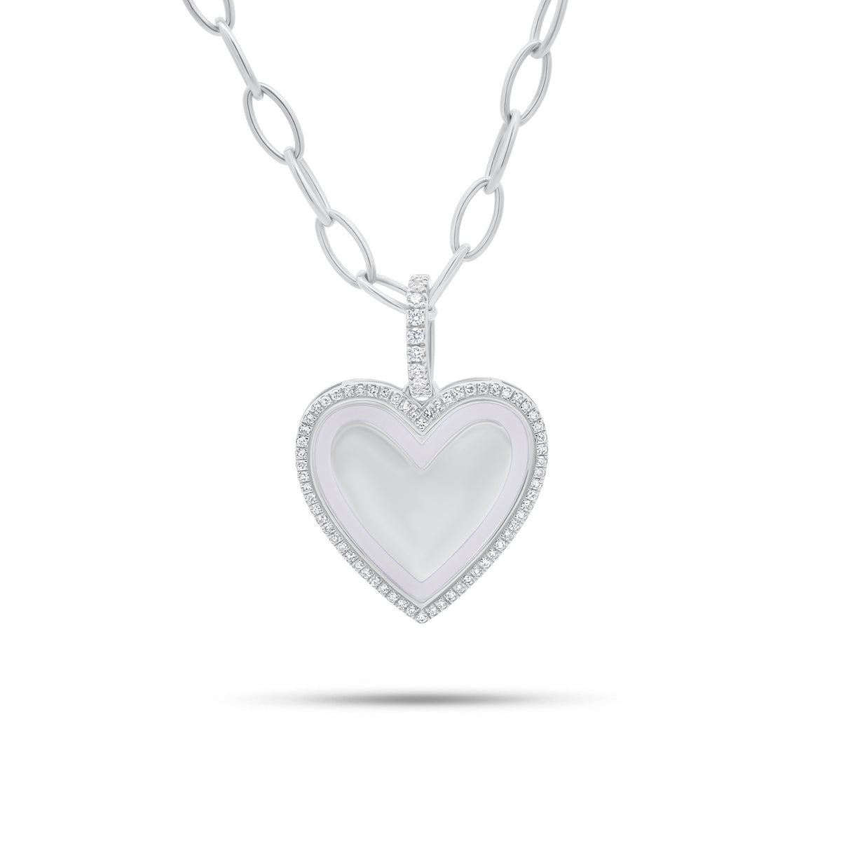 Diamond & Enamel Heart Pendant - 14K gold weighing 4.20 grams - 73 round diamonds weighing 0.28 carats