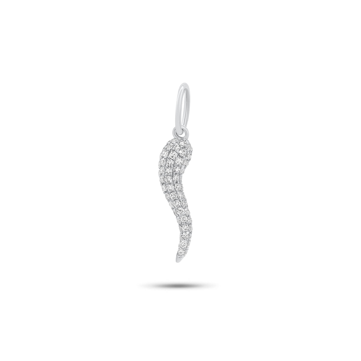 Pave Diamond Italian Horn Pendant - 14K gold weighing 0.47 grams - 106 round diamonds weighing 0.27 carats