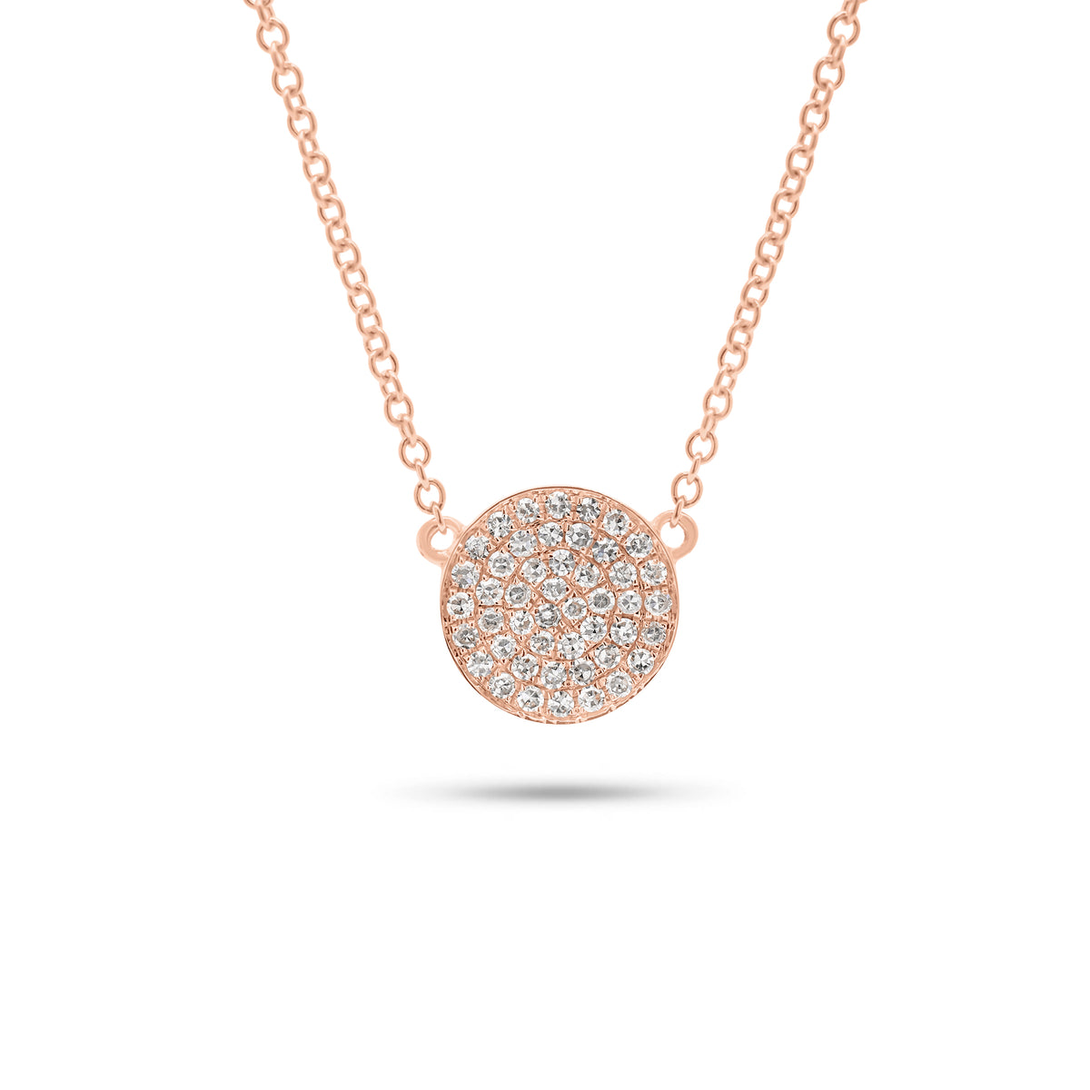 0.15 ct diamond disc pendant necklace 14K gold weighing 2.06 grams - 47 round diamonds weighing 0.15 carats