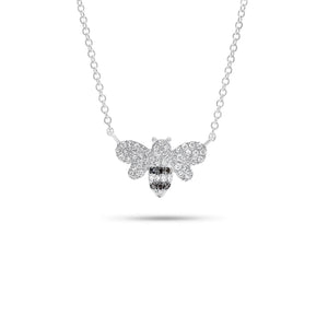 Diamond bee pendant necklace - 14K gold weighing 1.95 grams - 49 round diamonds weighing 0.13 carats