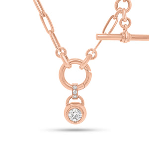 Diamond Bezel Pendant - 14K rose gold weighing 21.60 grams - 0.64 ct diamond (GIA-graded H color, SI1 clarity)