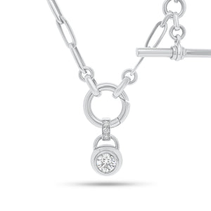 Diamond Bezel Pendant - 14K white gold weighing 21.60 grams - 0.64 ct diamond (GIA-graded H color, SI1 clarity)