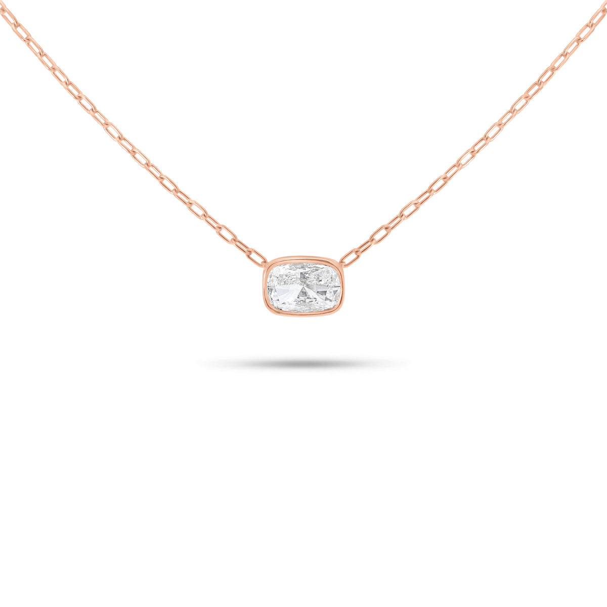 1.05 ct Cushion-Cut Diamond Solitaire Pendant Necklace - 14K gold weighing 2.83 grams - 1.05 ct cushion-shaped diamond (GIA-graded F color, VS2 clarity)