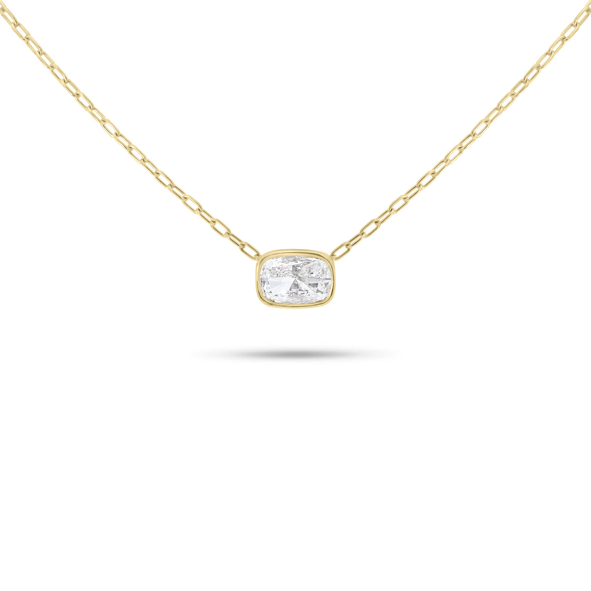 1.05 ct Cushion-Cut Diamond Solitaire Pendant Necklace - 14K gold weighing 2.83 grams - 1.05 ct cushion-shaped diamond (GIA-graded F color, VS2 clarity)