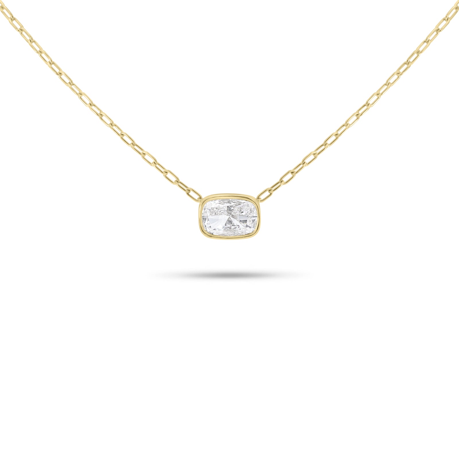 1.05 ct Cushion-Cut Diamond Solitaire Pendant Necklace - 14K gold weighing 2.83 grams - 1.05 ct cushion-shaped diamond (GIA-graded F color, VS2 clarity)