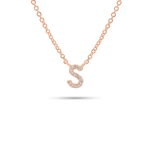 Diamond Initial Pendant Necklace - 14K gold weighing 1.76 grams  - 13 round diamonds weighing 0.03 carats