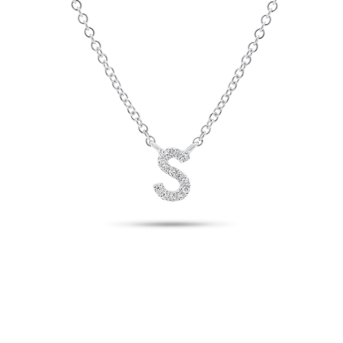 Diamond Initial Pendant Necklace - 14K gold weighing 1.76 grams  - 13 round diamonds weighing 0.03 carats