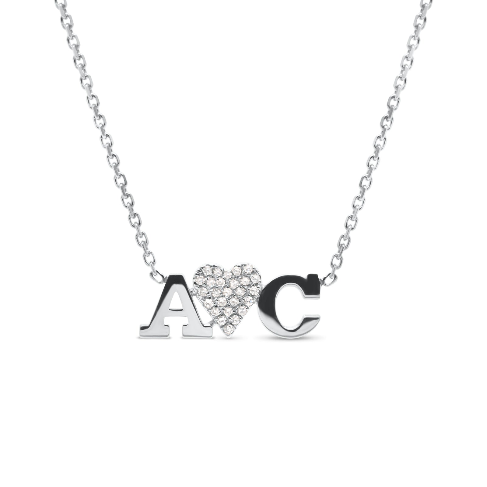 Diamond Initials Love Pendant Necklace - 14K gold weighing 2.10 grams  - 26 round diamonds weighing 0.06 carats