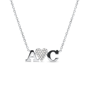Diamond Initials Love Pendant Necklace - 14K gold weighing 2.10 grams - 26 round diamonds weighing 0.06 carats