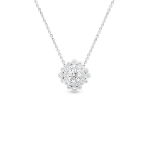 Elaborate Diamond Pendant - 14K gold weighing 5.40 grams  - 1.00 ct round diamond (GIA-graded G-color, I1 clarity)  - 28 round diamonds weighing 0.38 carats