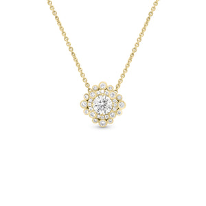Elaborate Diamond Pendant - 14K gold weighing 5.40 grams - 1.00 ct round diamond (GIA-graded G-color, I1 clarity) - 28 round diamonds weighing 0.38 carats