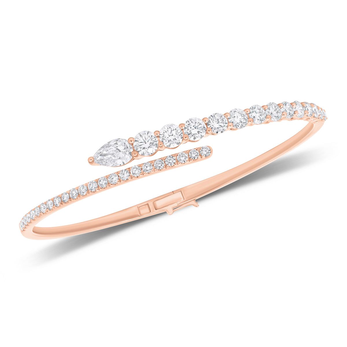 Pear-Shaped Diamond Spiral Bangle Bracelet