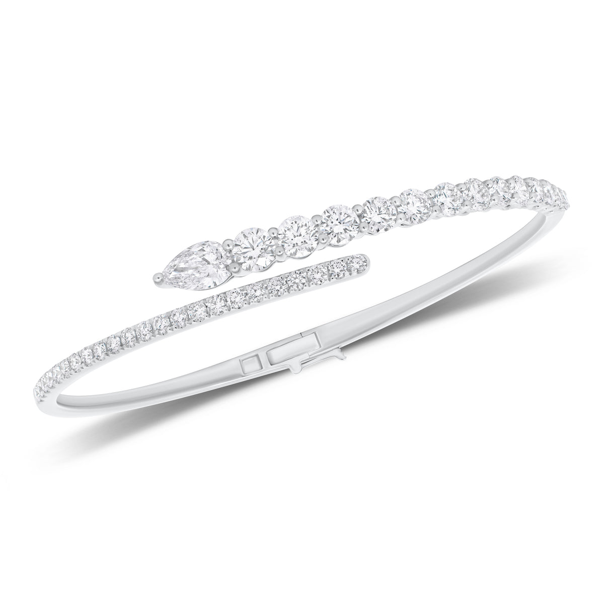 Pear-Shaped Diamond Spiral Bangle Bracelet