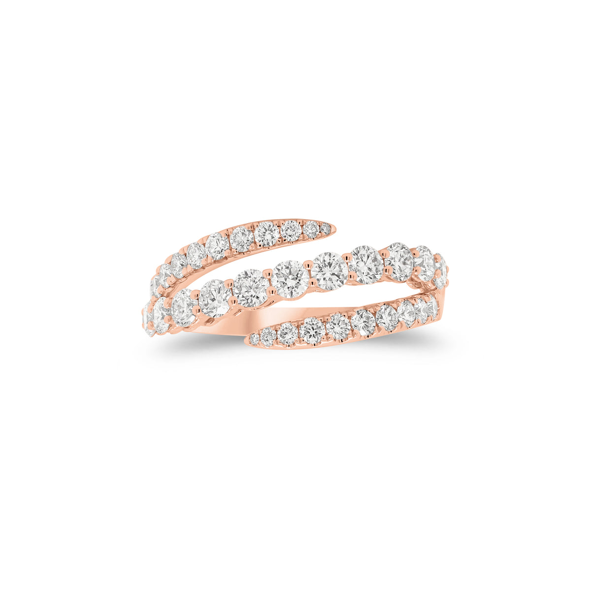 Diamond Multi-Band Bypass Ring - 18K gold weighing 3.45 grams - 31 round diamonds weighing 1.02 carats