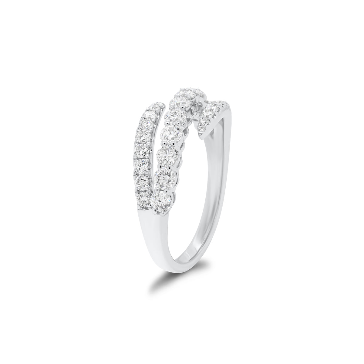 Diamond Multi-Band Bypass Ring - 18K gold weighing 3.45 grams - 31 round diamonds weighing 1.02 carats