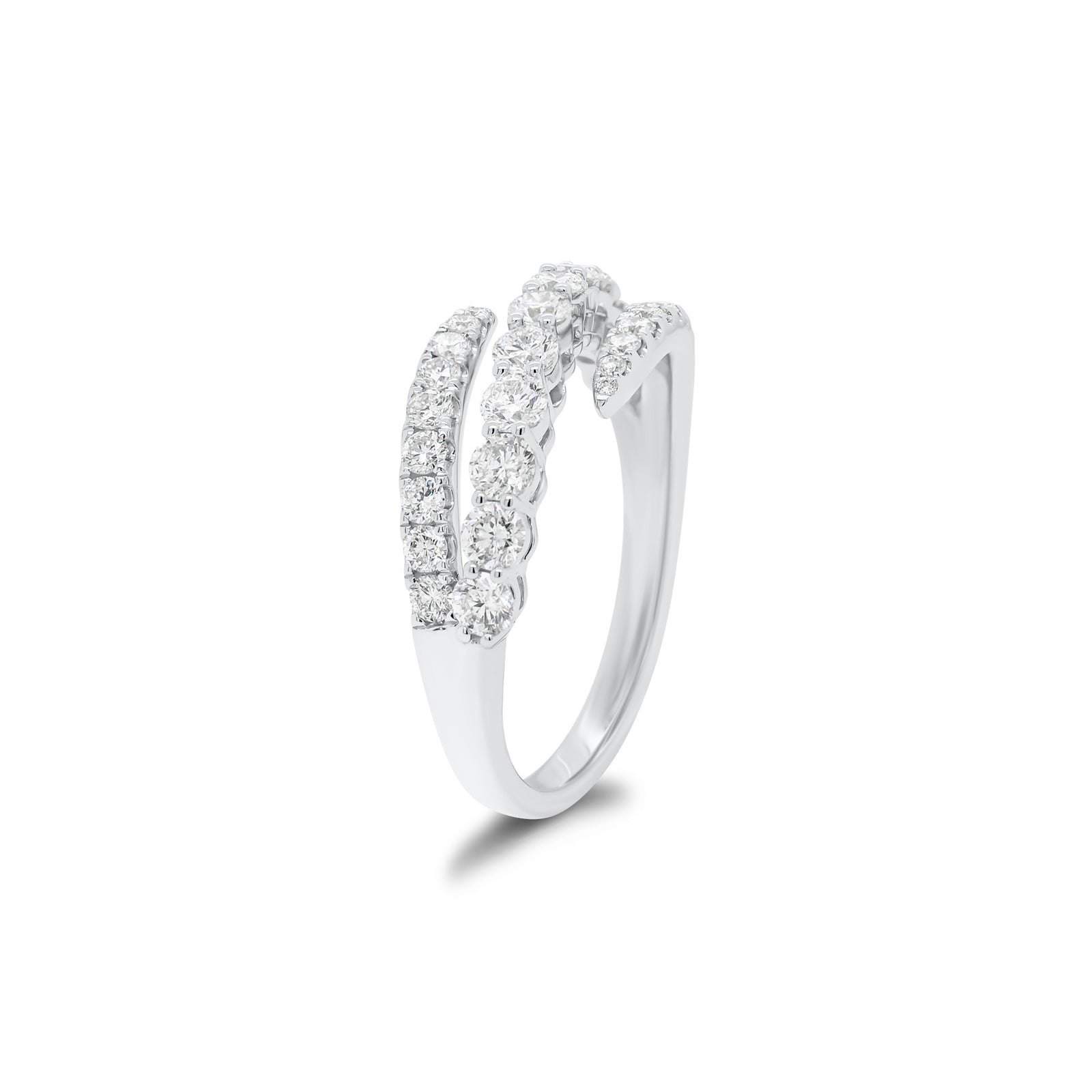 Diamond Multi-Band Bypass Ring - 18K gold weighing 3.45 grams  - 31 round diamonds weighing 1.02 carats