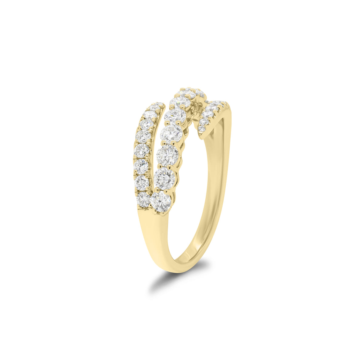 Diamond Multi-Band Bypass Ring - 18K gold weighing 3.45 grams - 31 round diamonds weighing 1.02 carats