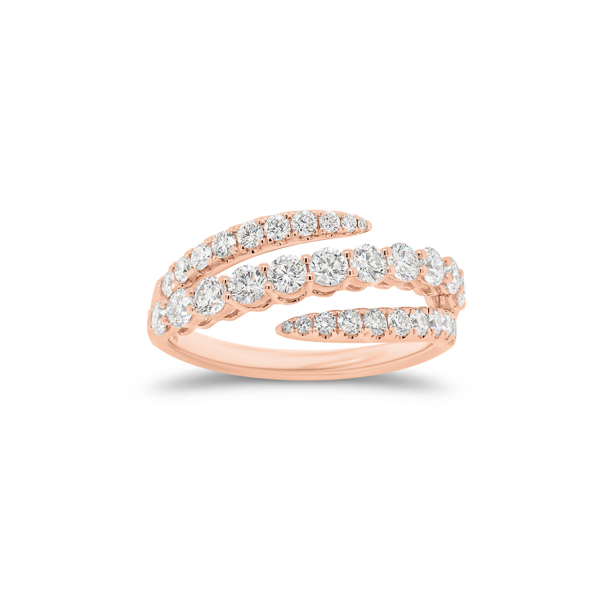 Diamond Multi-Band Bypass Ring - 18K gold weighing 3.45 grams - 31 round diamonds weighing 1.02 carats