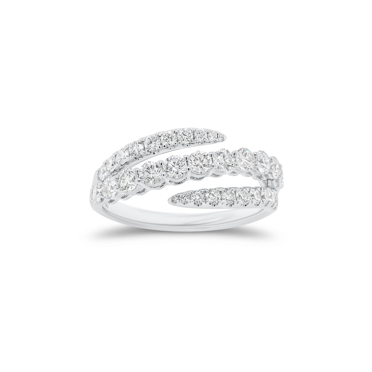 Diamond Multi-Band Bypass Ring - 18K gold weighing 3.45 grams - 31 round diamonds weighing 1.02 carats