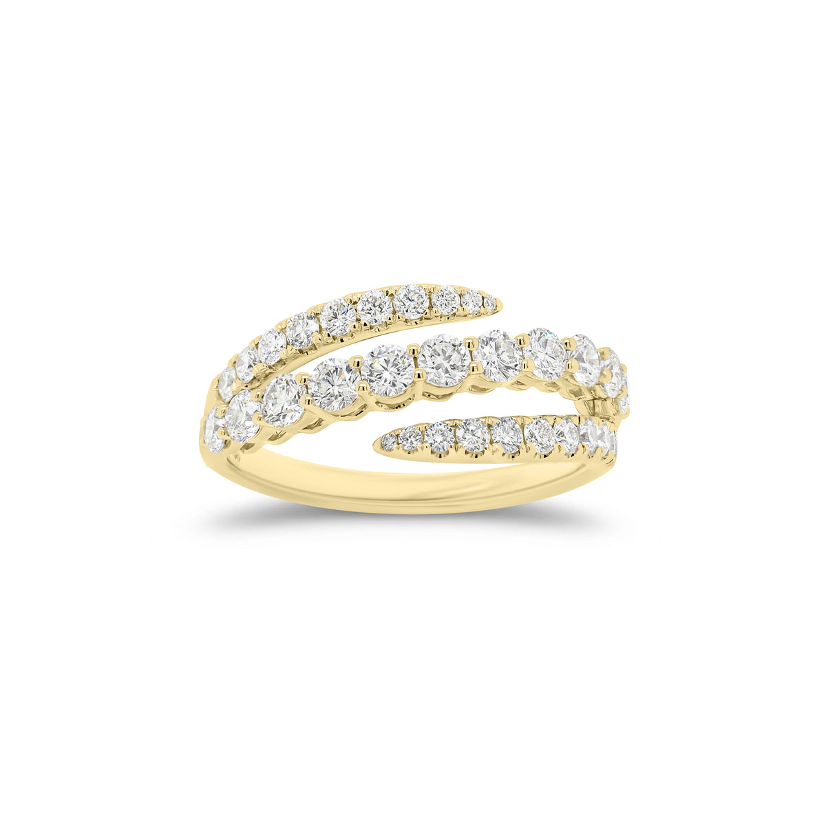 Diamond Multi-Band Bypass Ring - 18K gold weighing 3.45 grams - 31 round diamonds weighing 1.02 carats