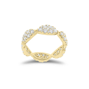 Pave diamond marquises eternity ring - 18K gold weighing 2.76 grams  - 90 round diamonds weighing 1.84 carats