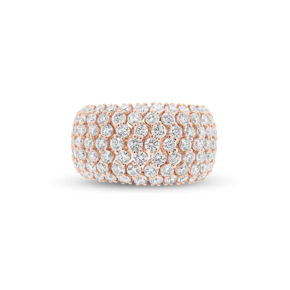 Diamond puffy fashion ring - 18K gold weighing 7.99 grams  - 98 round diamonds weighing 3.13 carats