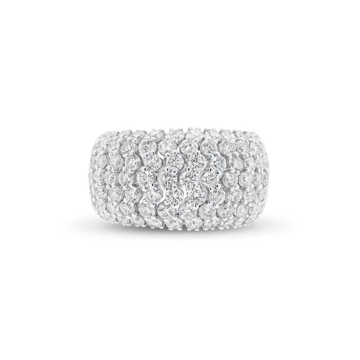 Diamond puffy fashion ring - 18K gold weighing 7.99 grams  - 98 round diamonds weighing 3.13 carats