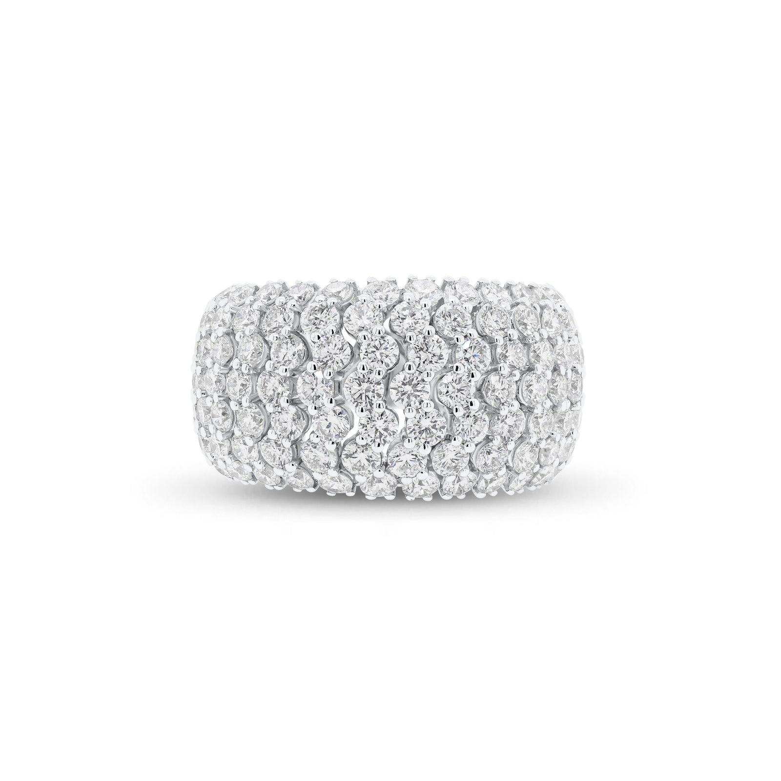 Diamond puffy fashion ring - 18K gold weighing 7.99 grams  - 98 round diamonds weighing 3.13 carats