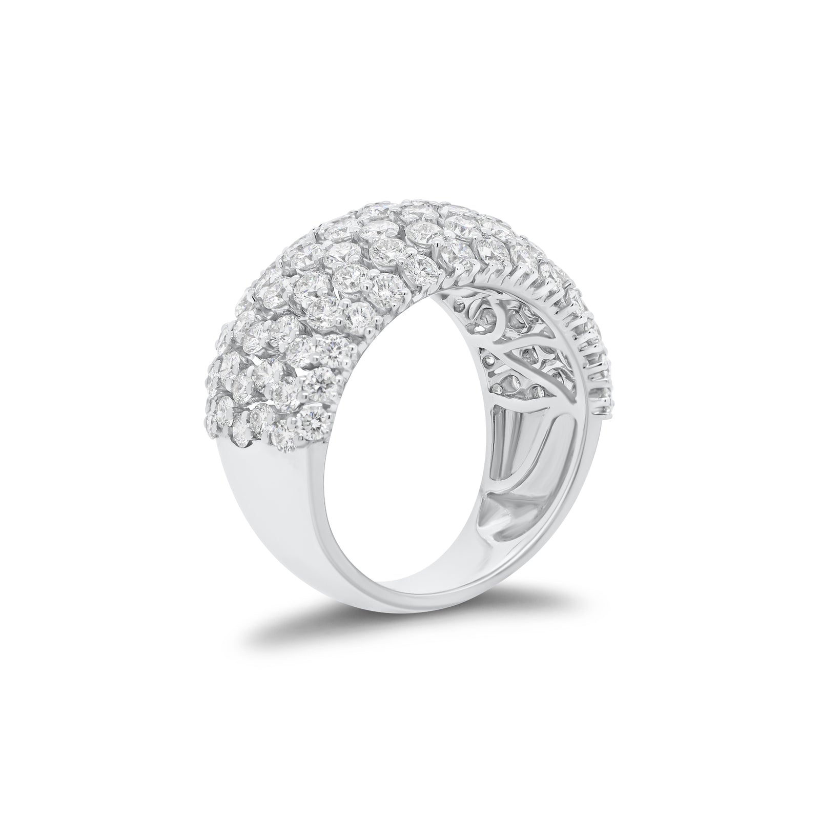 Diamond puffy fashion ring - 18K gold weighing 7.99 grams  - 98 round diamonds weighing 3.13 carats